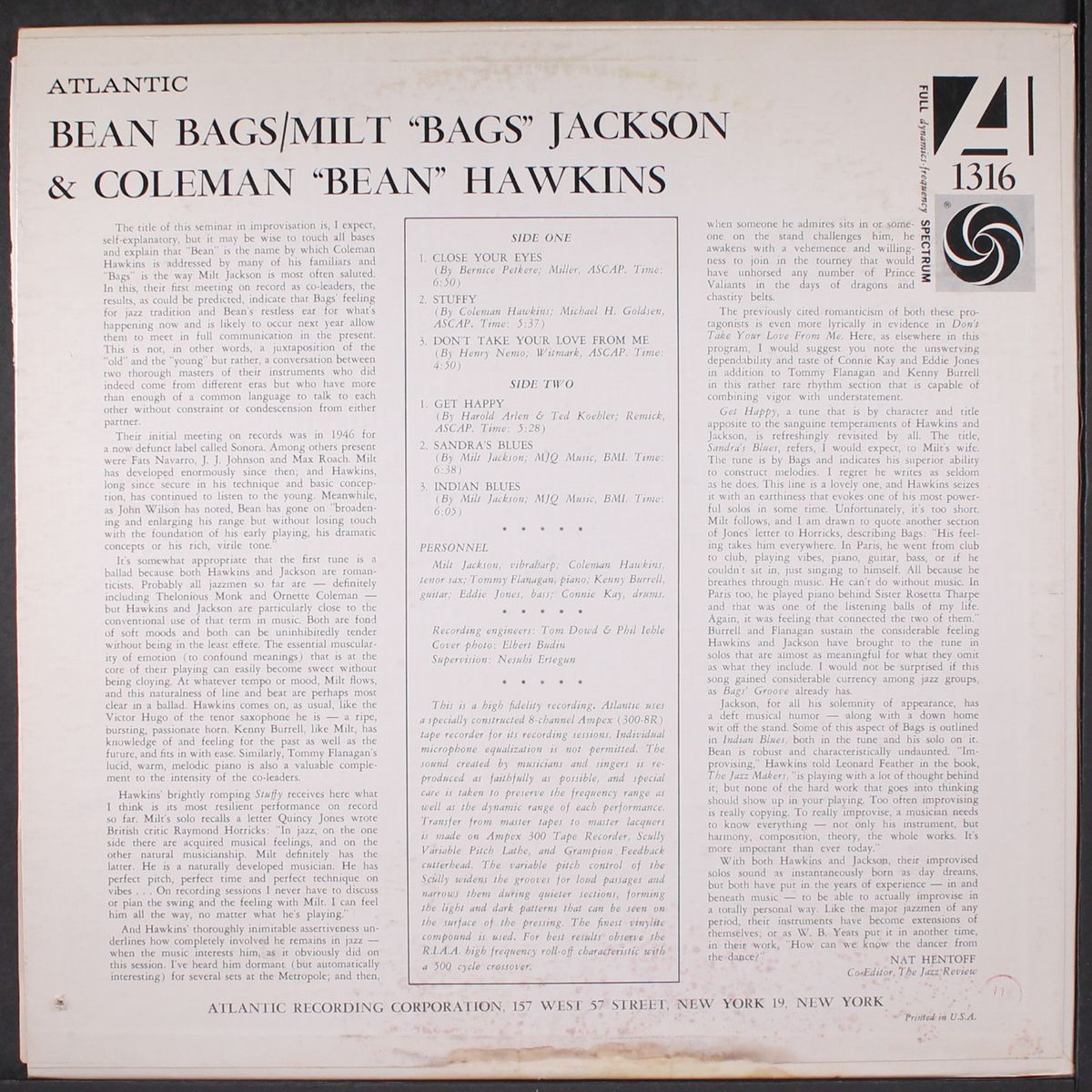 bean bags by MILT JACKSON & COLEMAN HAWKINS