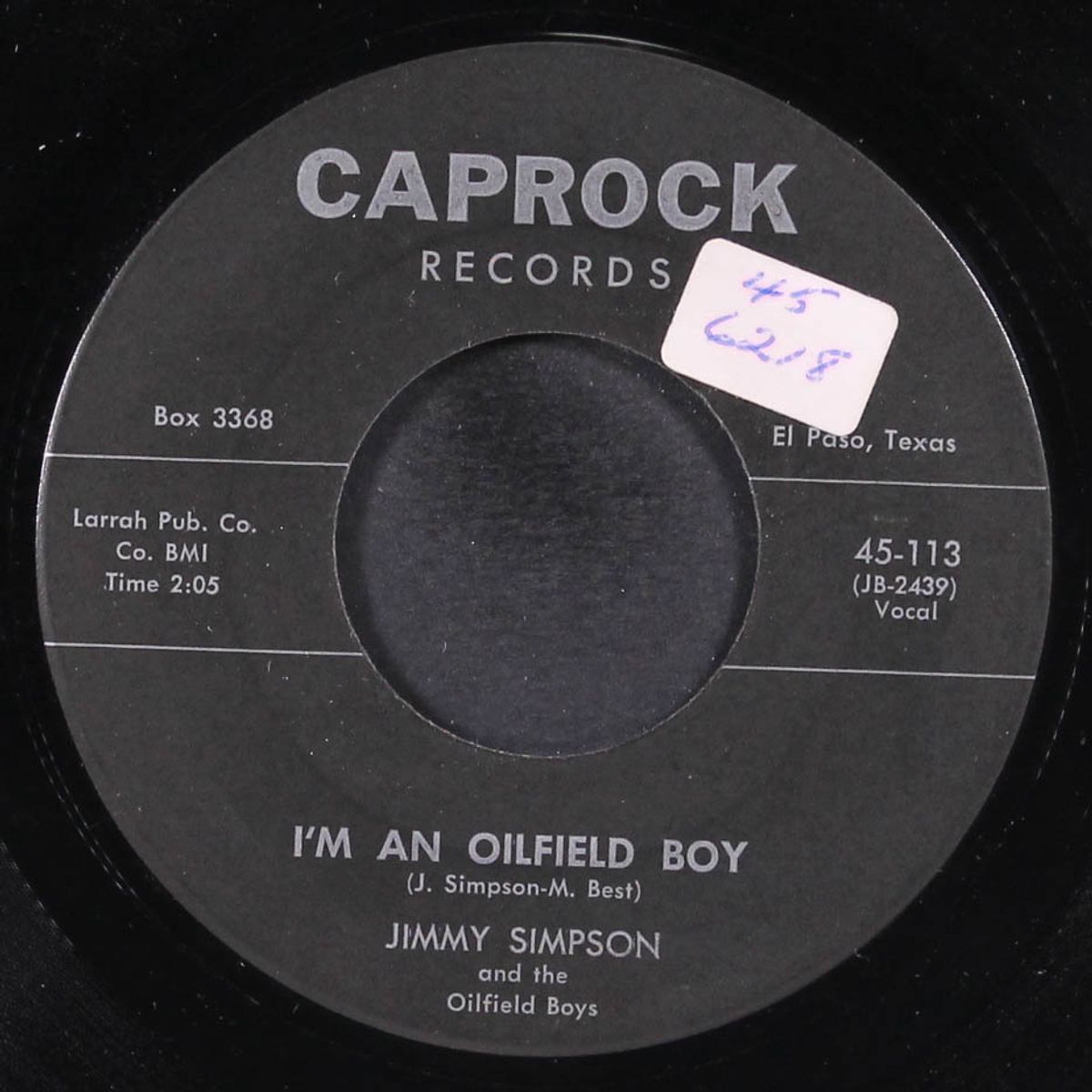 i'm an oilfield boy / breaker of my heart by JIMMY SIMPSON