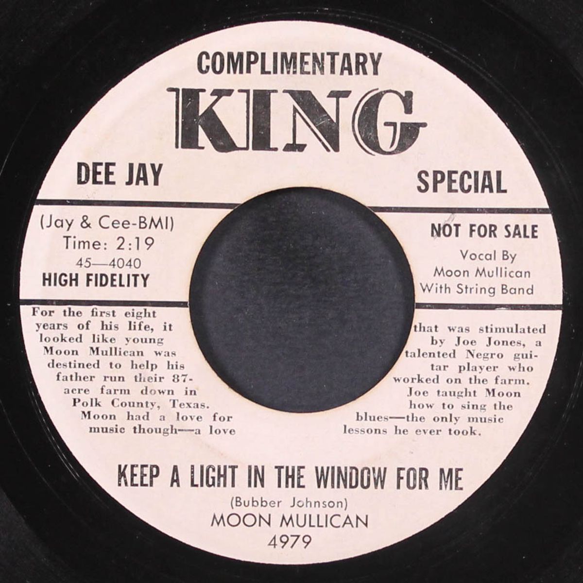 keep a light in the window for me / if you don't want no more of my loving by MOON MULLICAN
