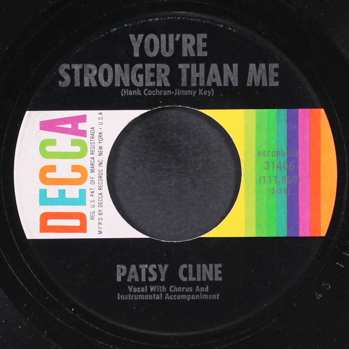 so wrong / you're stronger than me by PATSY CLINE