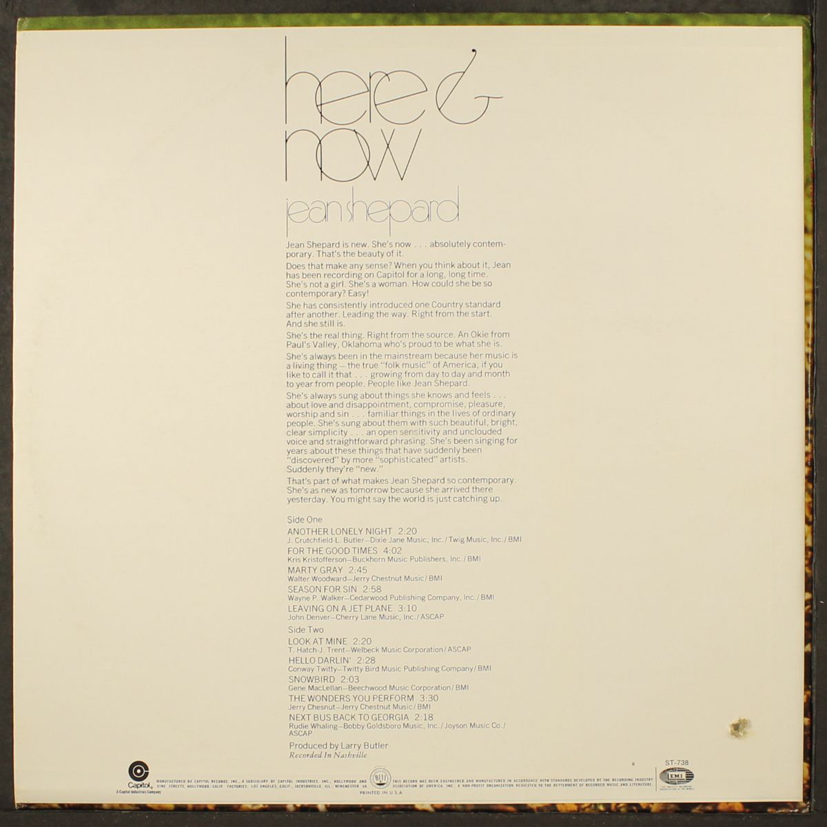 here & now by JEAN SHEPARD