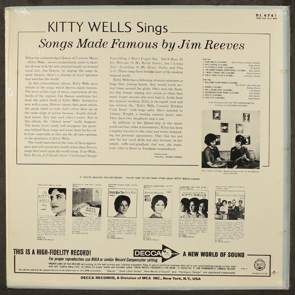 sings songs made famous by jim reeves by KITTY WELLS