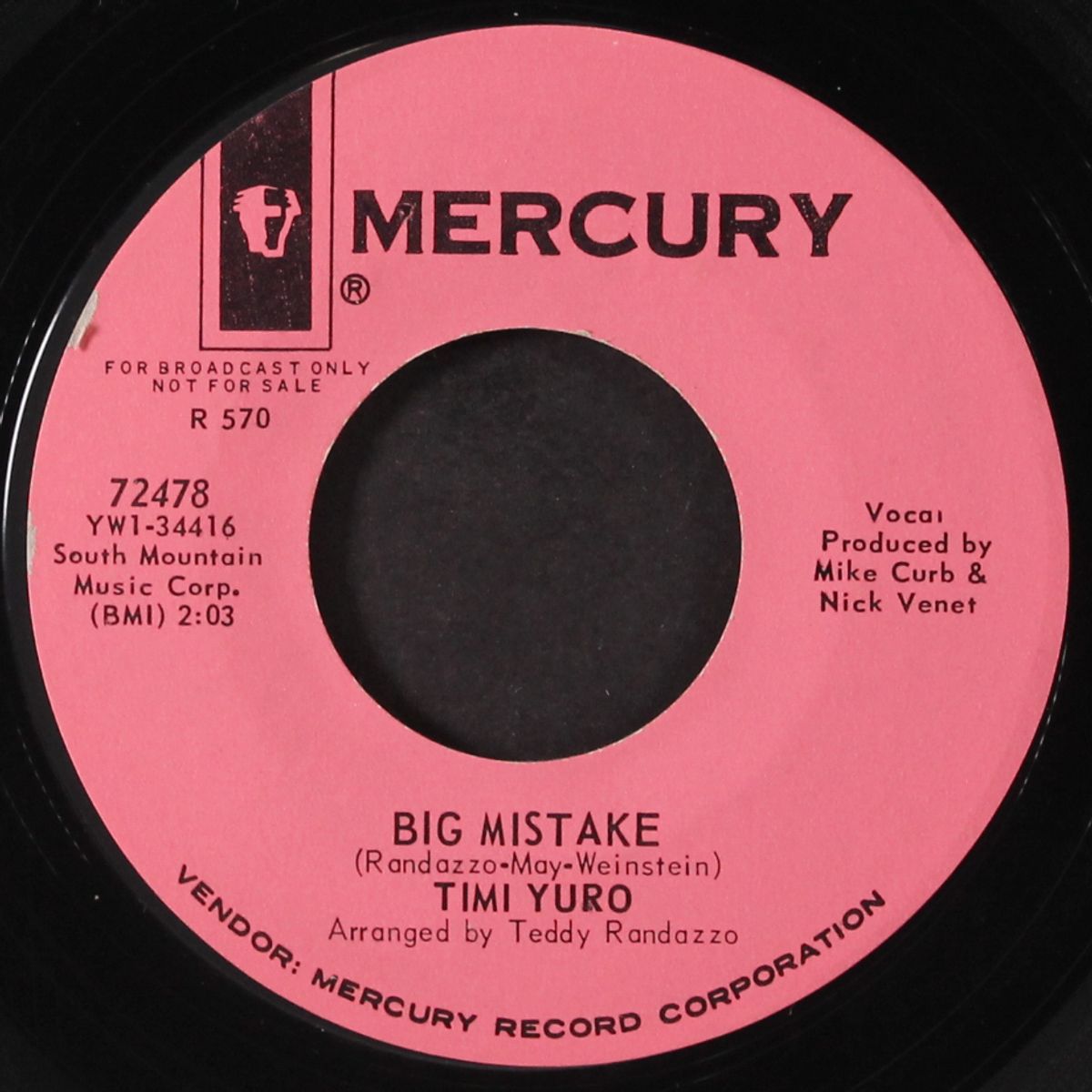 big mistake / teardrops 'till dawn by TIMI YURO
