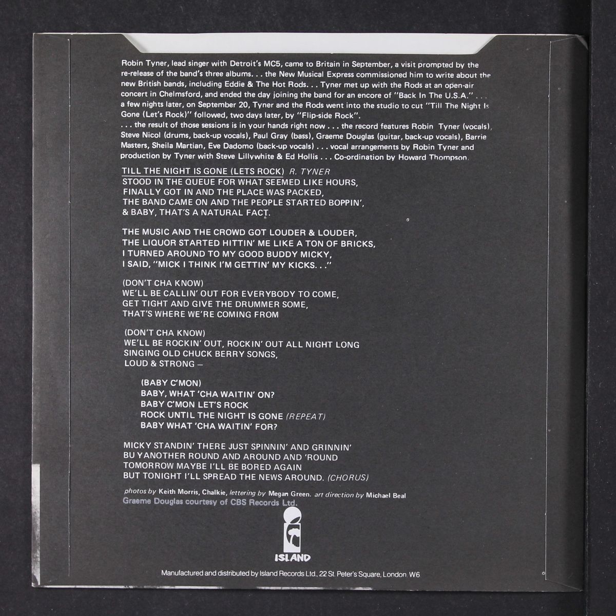 till the night is gone (let's rock) / flipside rock by ROBIN TYNER