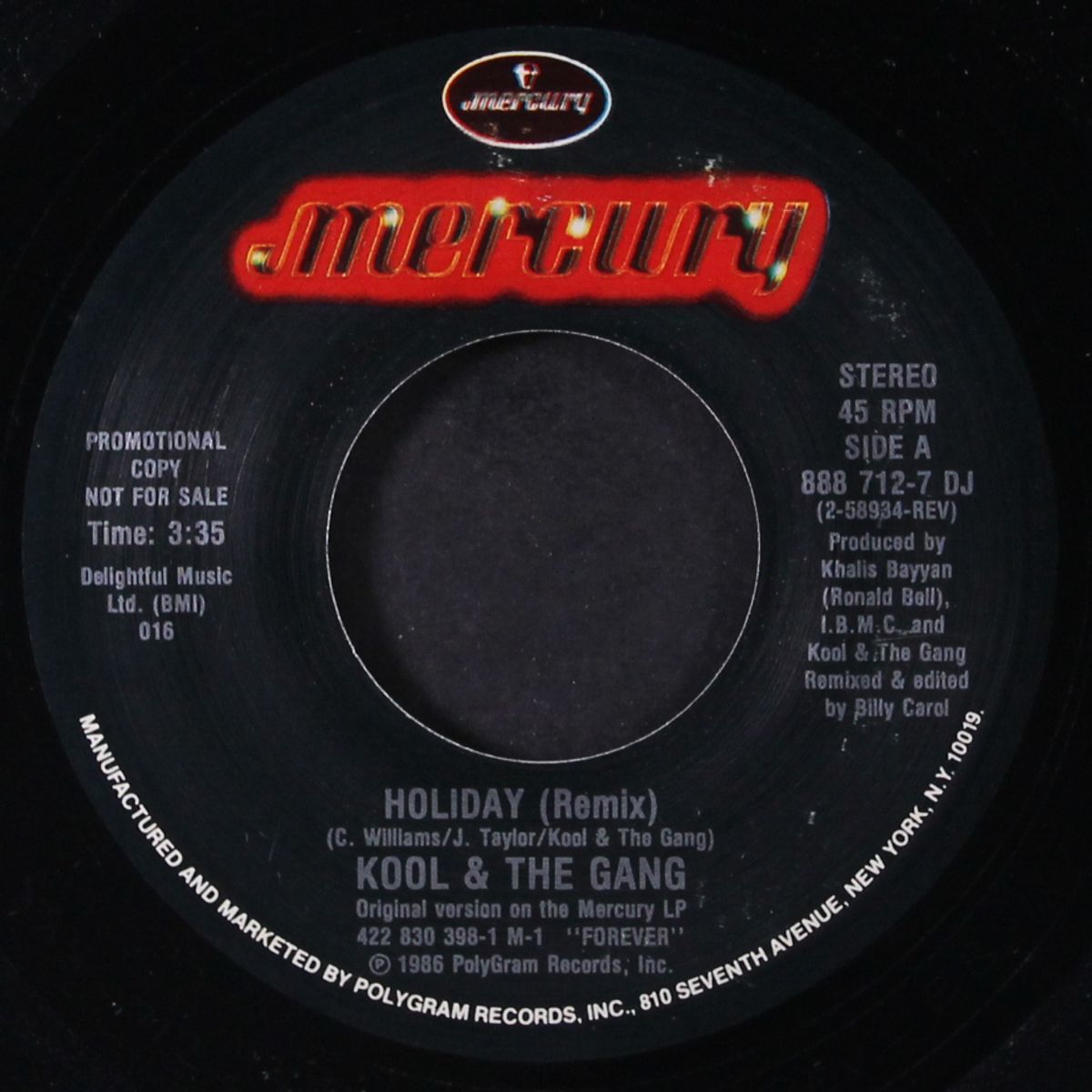 holiday (remix) / same by KOOL & THE GANG