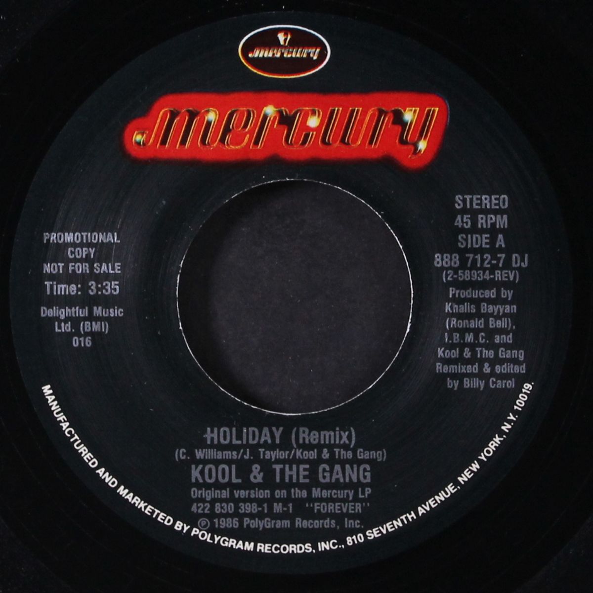 holiday (remix) / same by KOOL & THE GANG