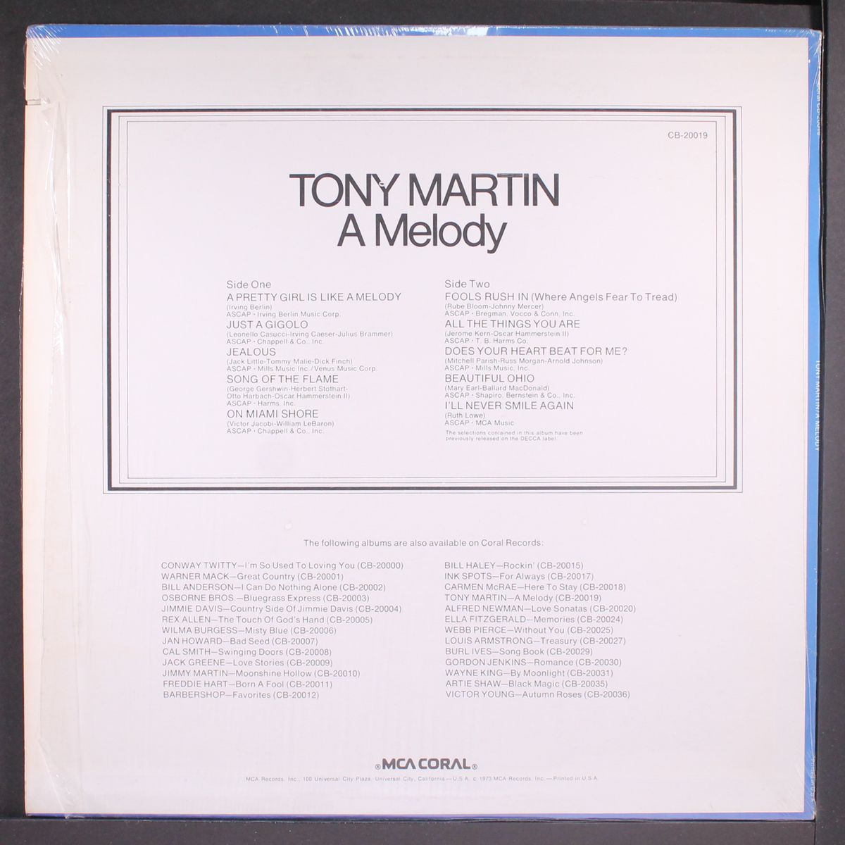 a melody by TONY MARTIN
