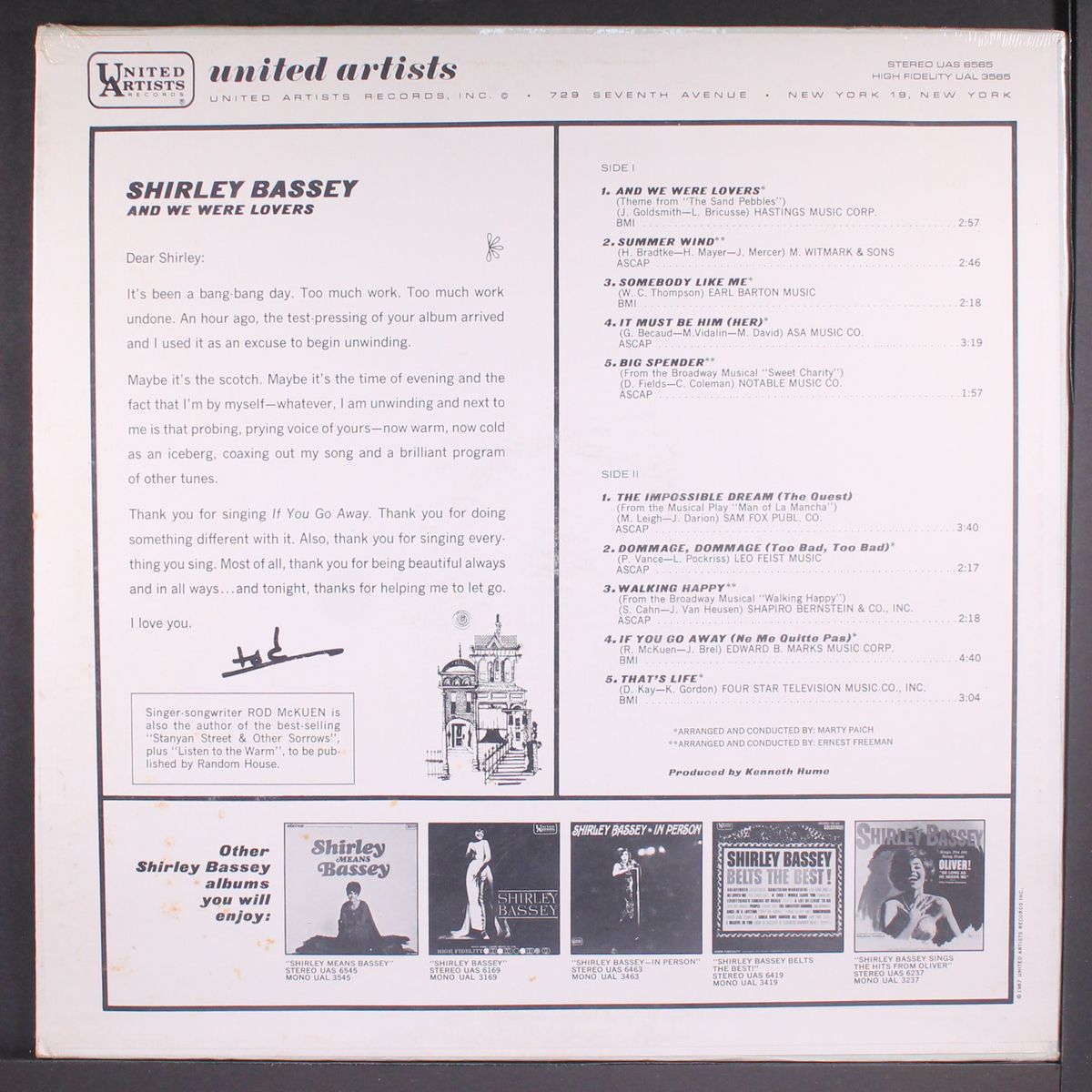 and we were lovers by SHIRLEY BASSEY