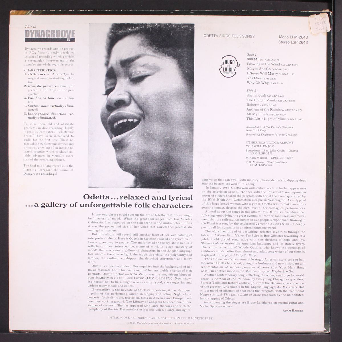 sings folk songs by ODETTA