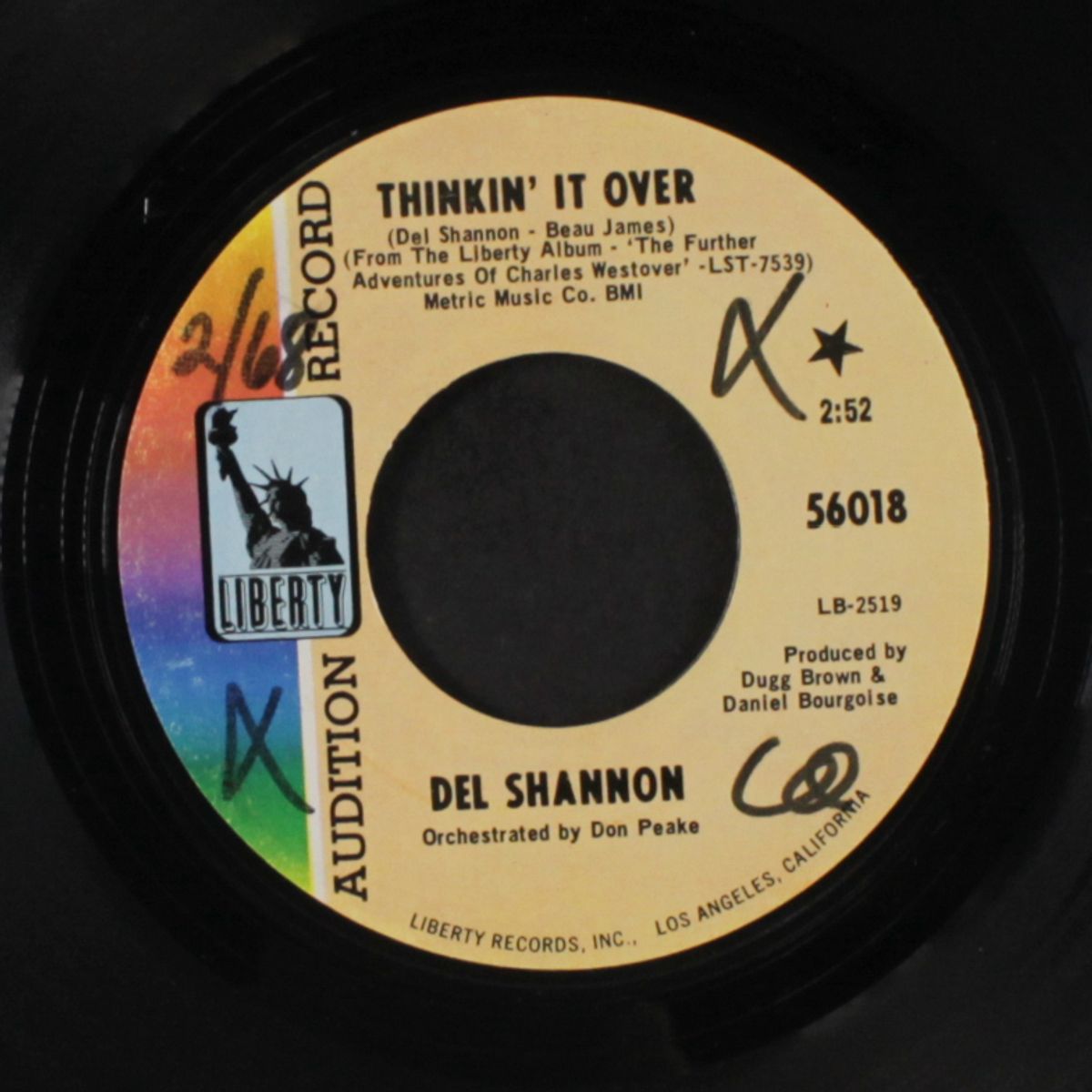 thinkin' it over / runnin' on back by DEL SHANNON