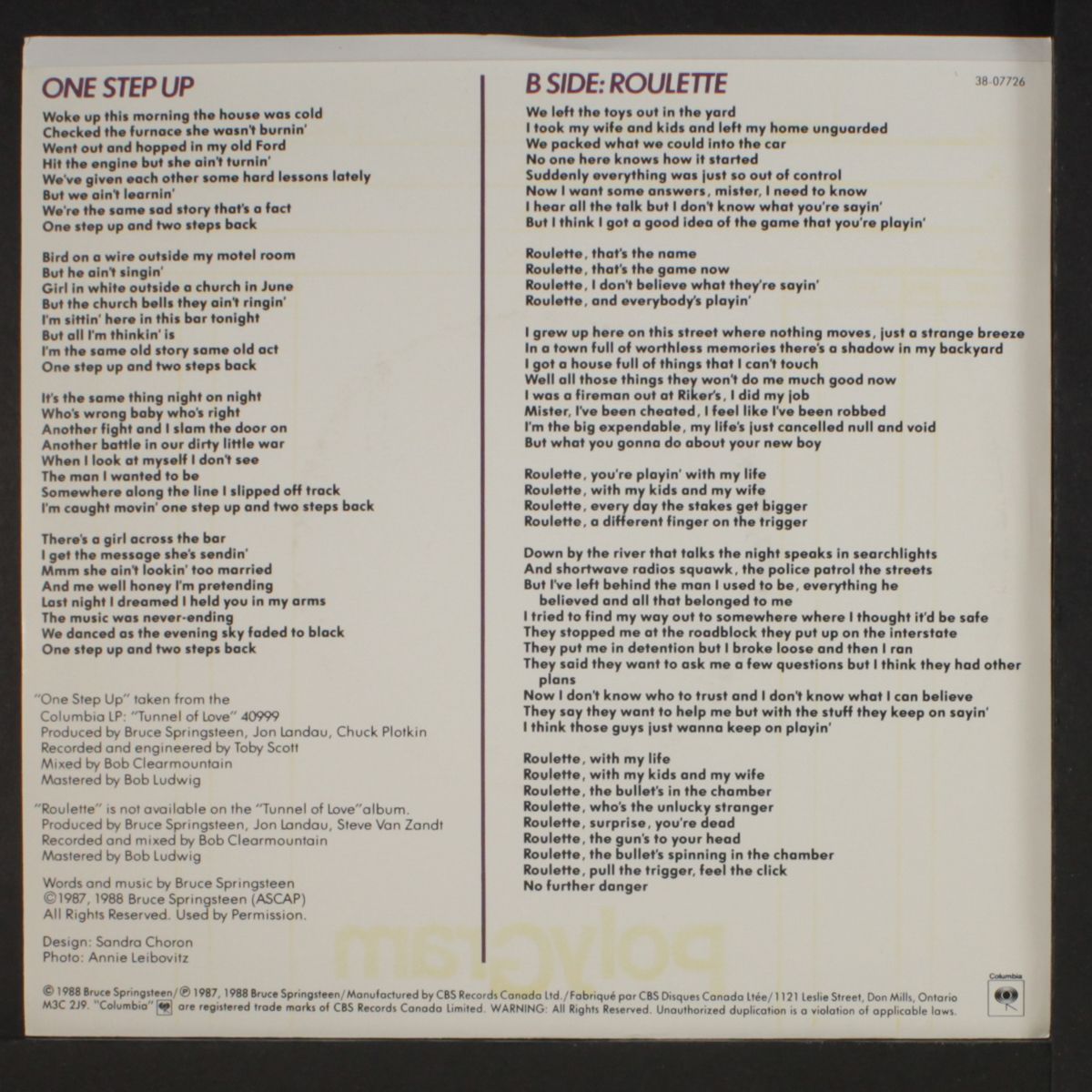 one step up / roulette by BRUCE SPRINGSTEEN