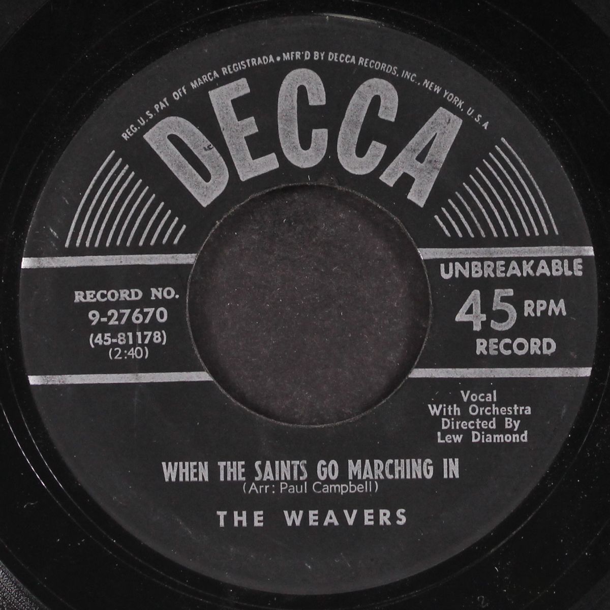 when the saints go marching in by WEAVERS