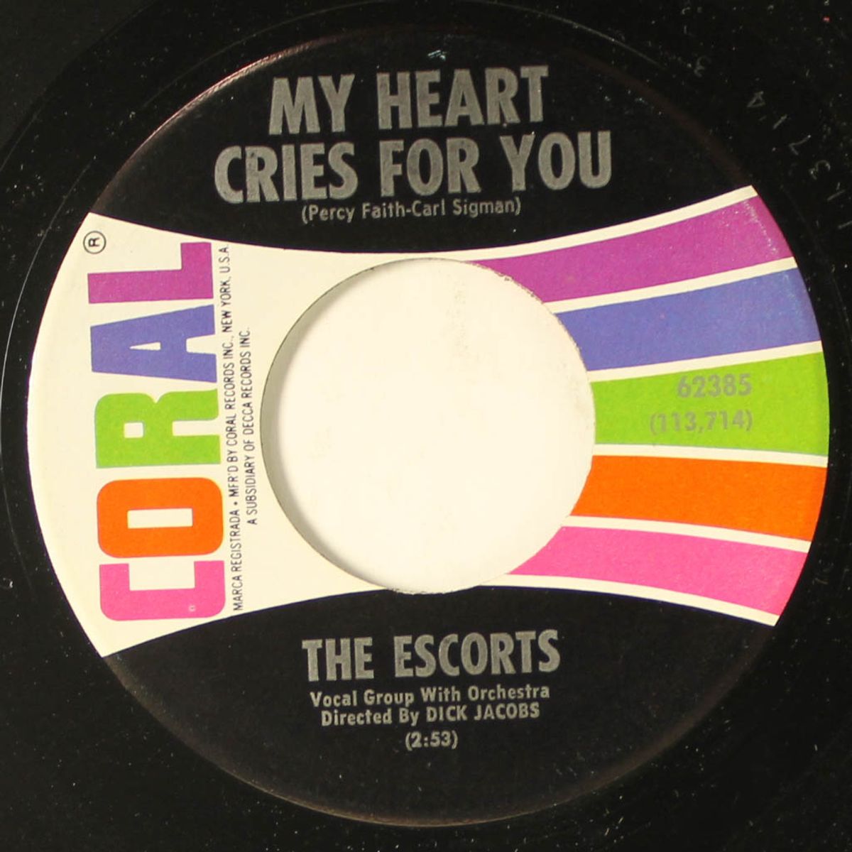 my heart cries for you / give me tomorrow by ESCORTS