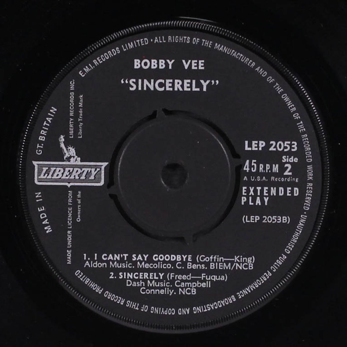 sincerely by BOBBY VEE