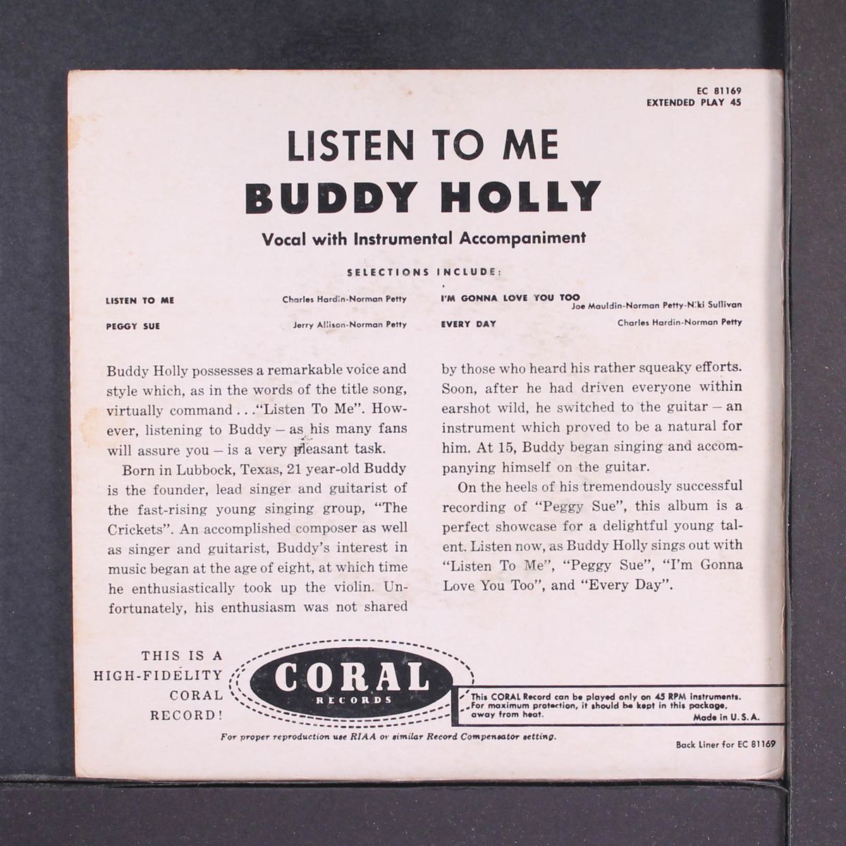 listen to me by BUDDY HOLLY