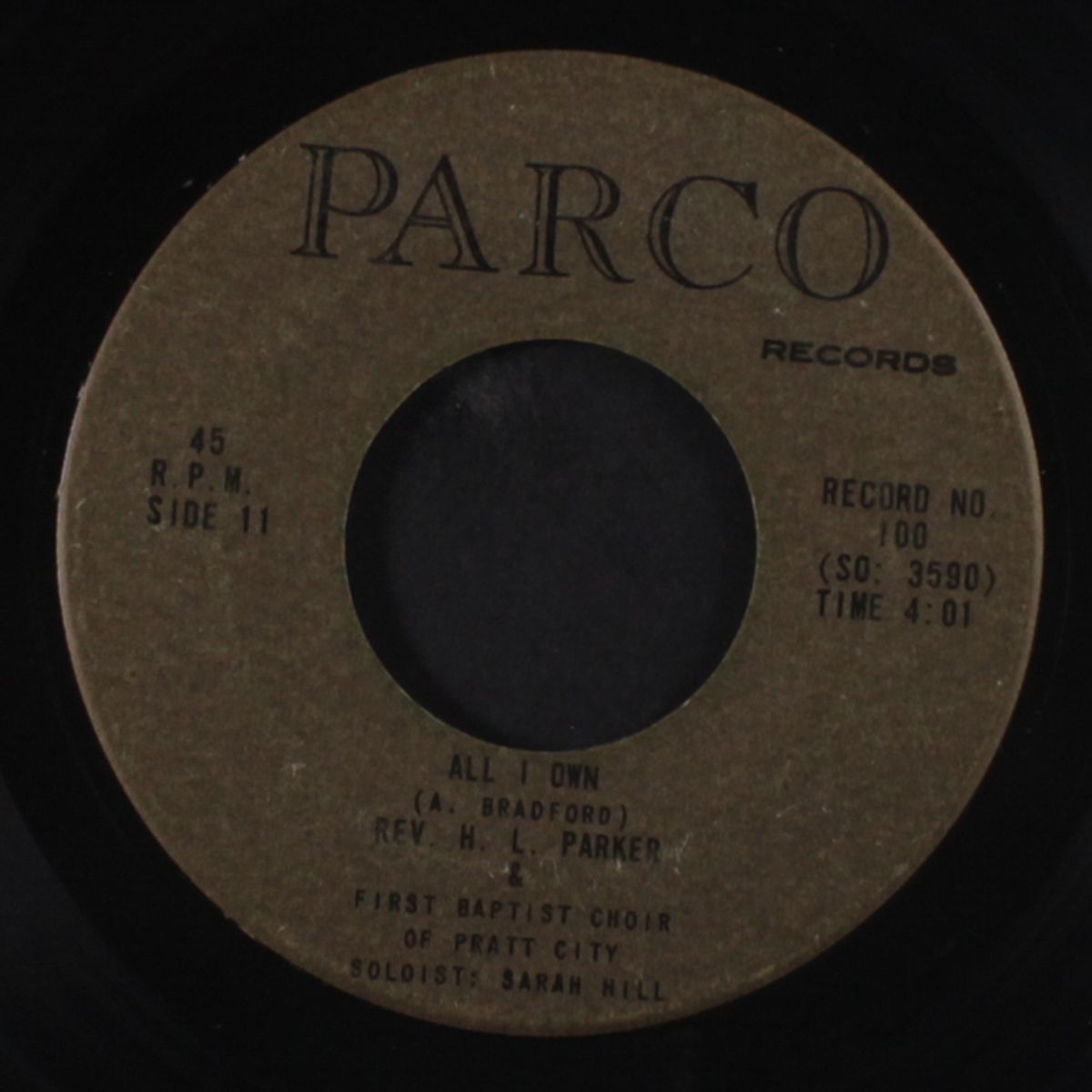i didn't have no doubt / all i own by REV. H.L. PARKER