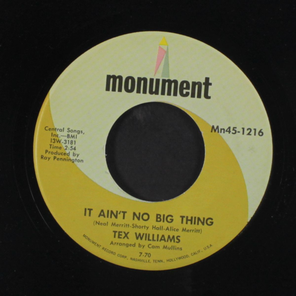 it ain't no big thing / i never knew what doing was by TEX WILLIAMS