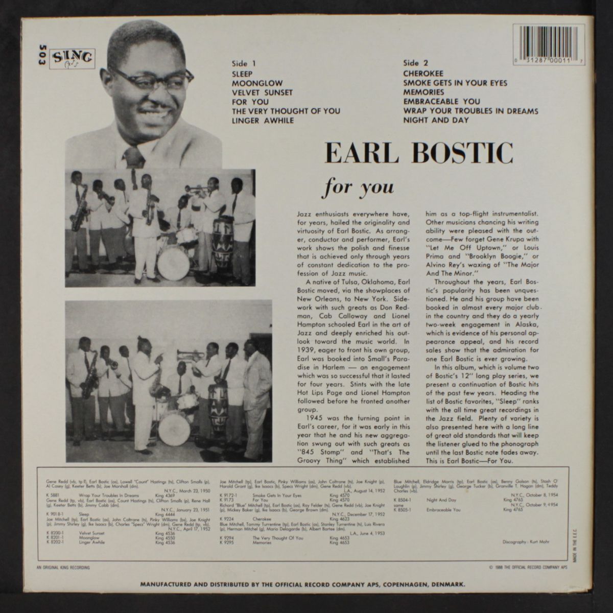 for you by EARL BOSTIC