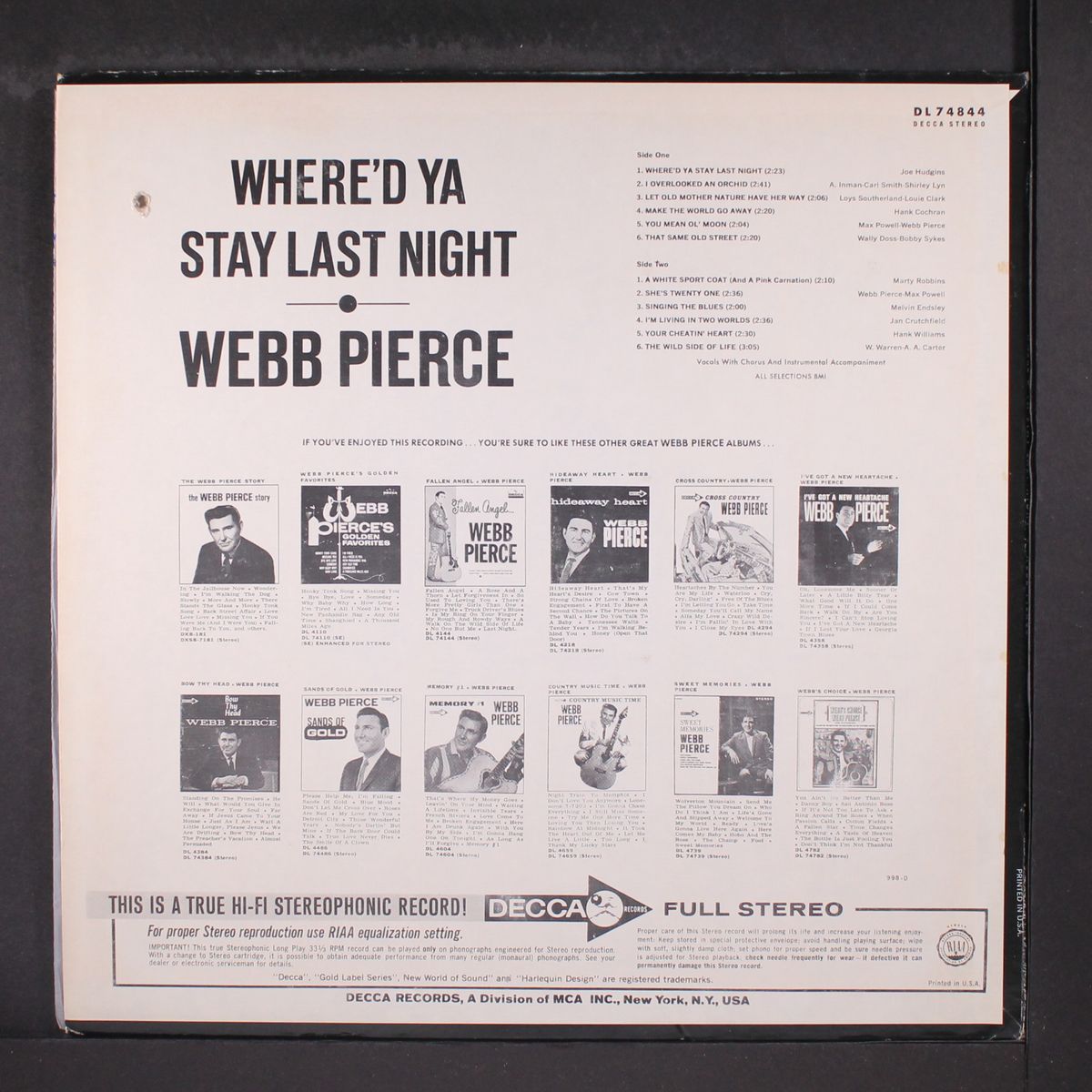 where'd ya stay last night by WEBB PIERCE