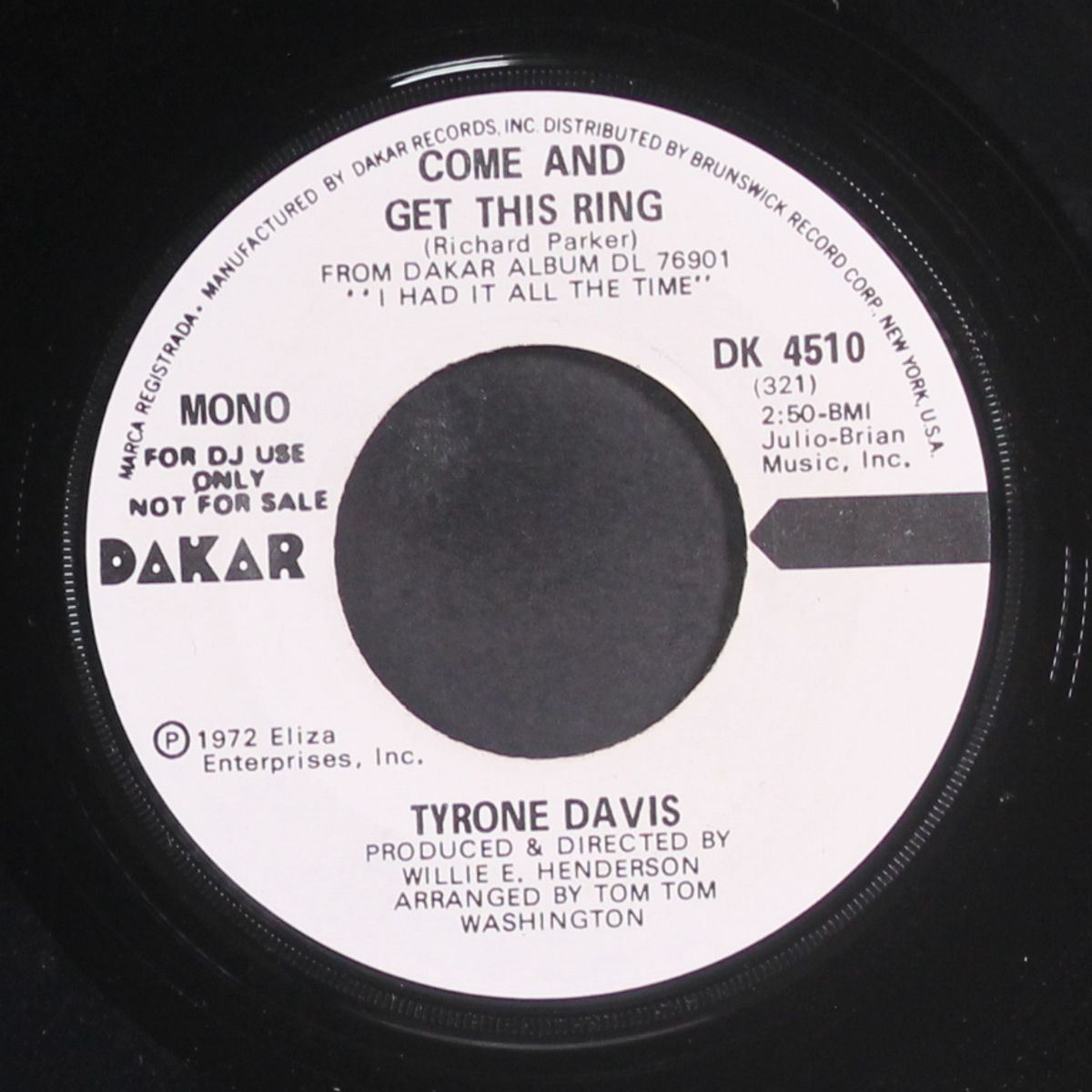 come and get this ring / mono by TYRONE DAVIS