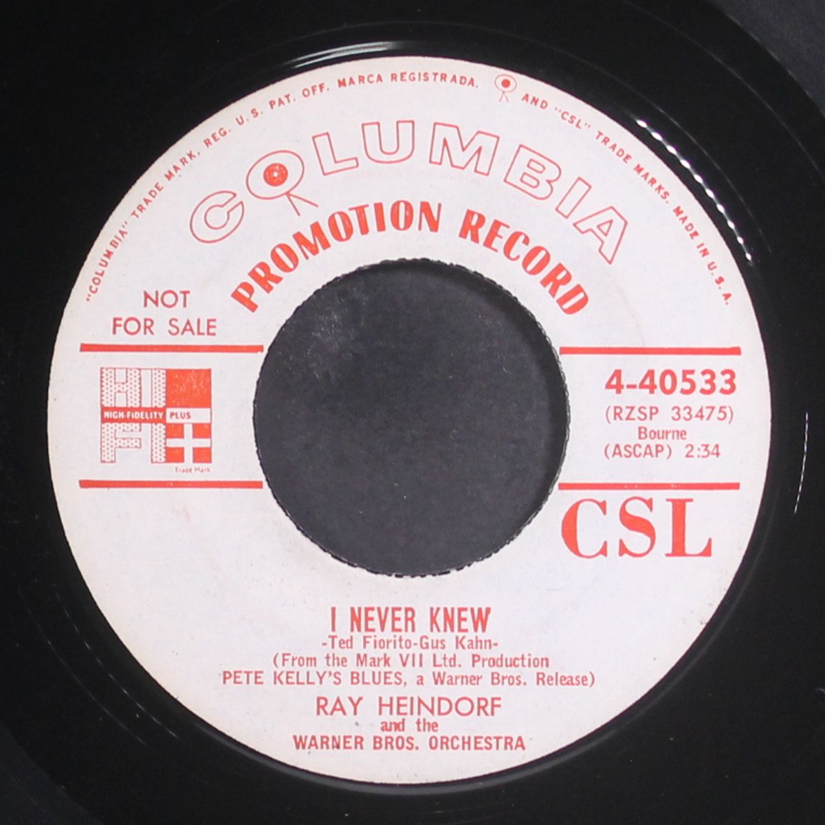 pete kelly's blues / i never knew by RAY HEINDORF