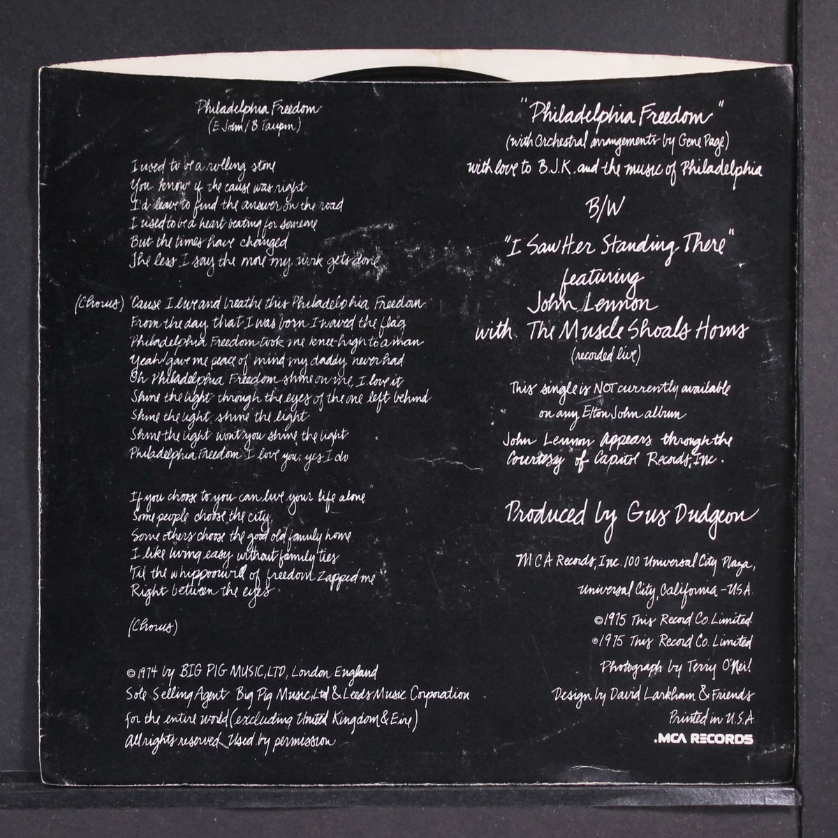 philadelphia freedom / i saw her standing there by ELTON JOHN BAND