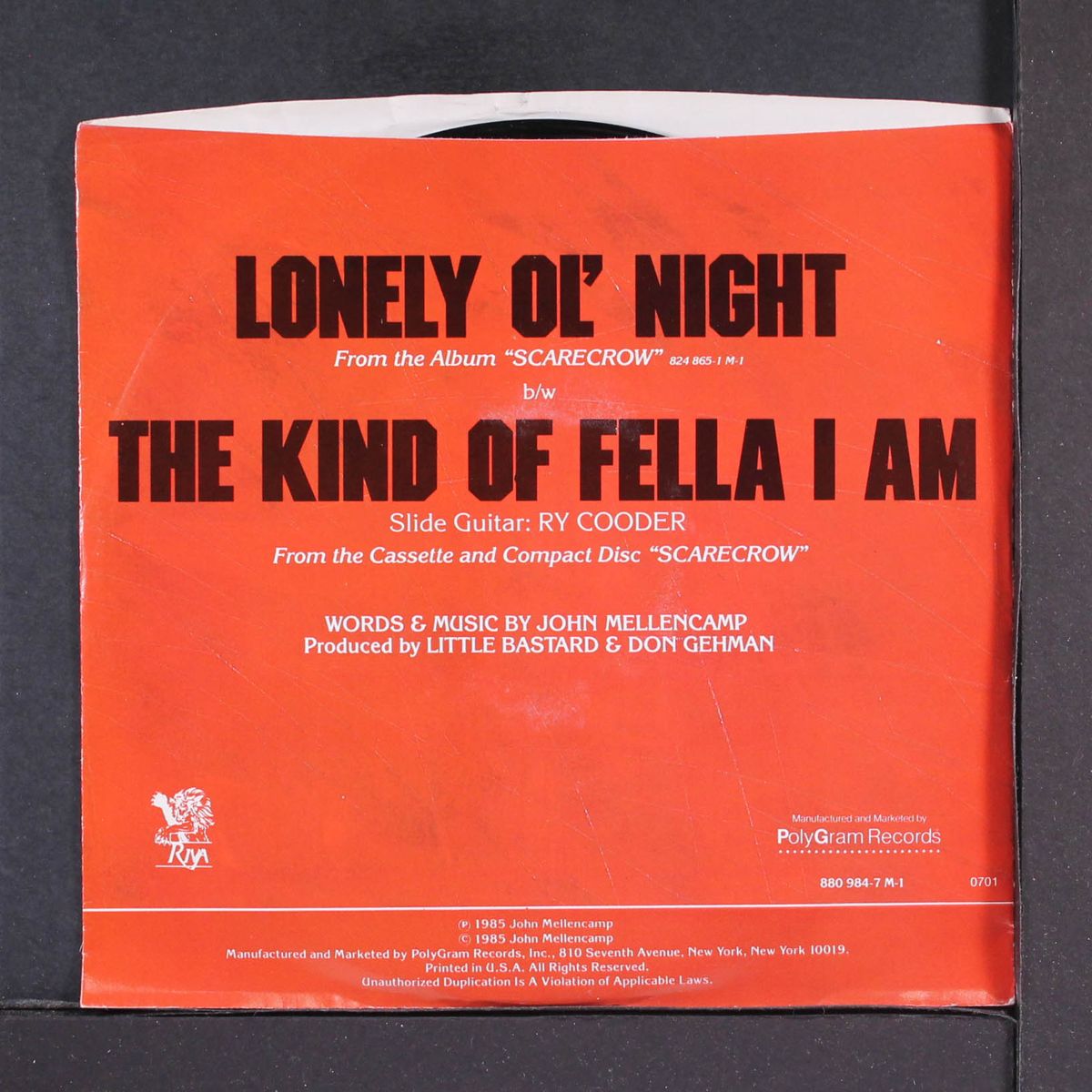 lonely ol' night / same by JOHN COUGAR MELLENCAMP