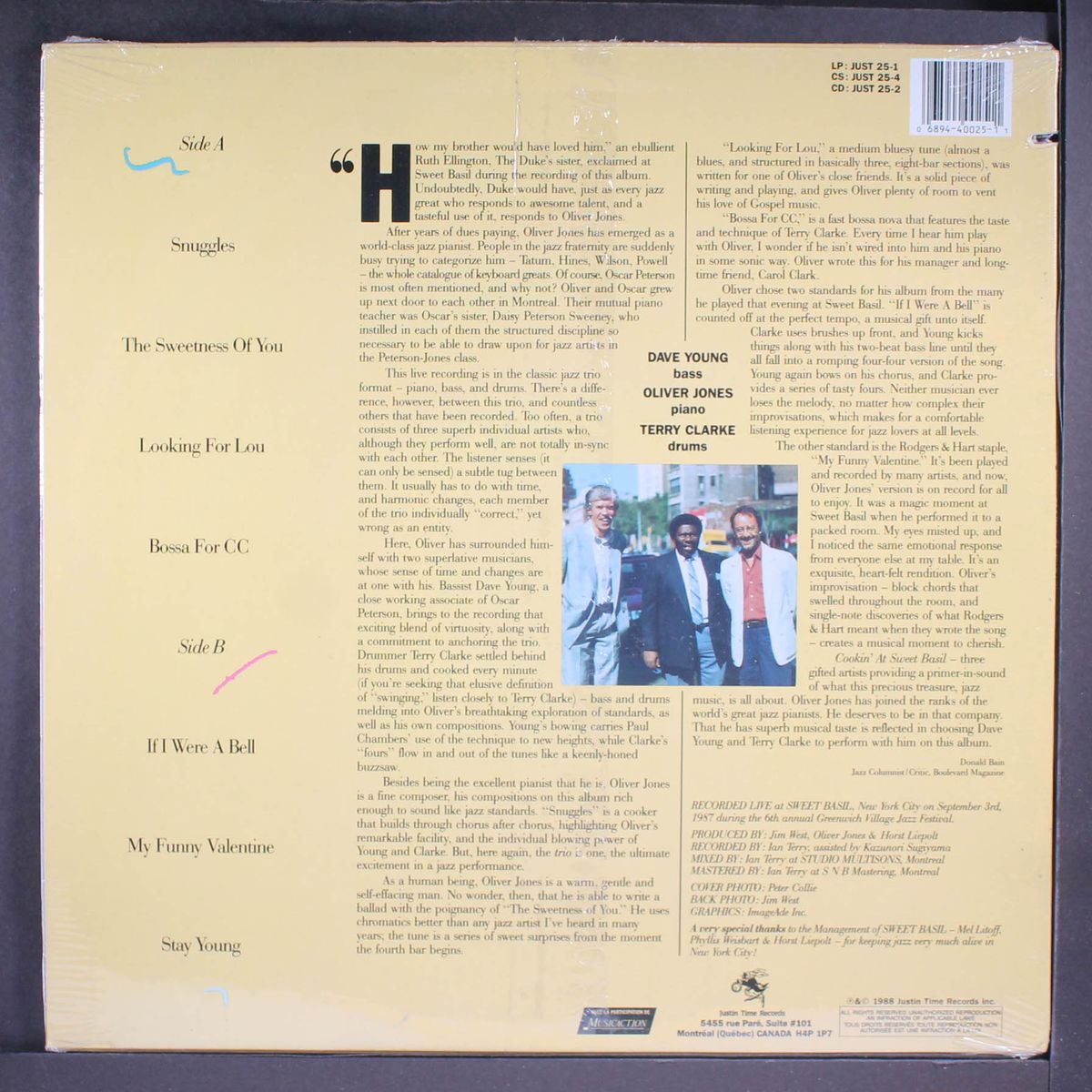 cookin' at sweet basil by OLIVER JONES TRIO