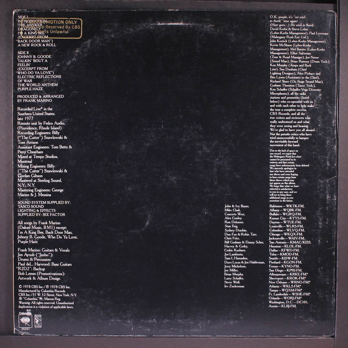 live by FRANK MARINO & MAHOGANY RUSH