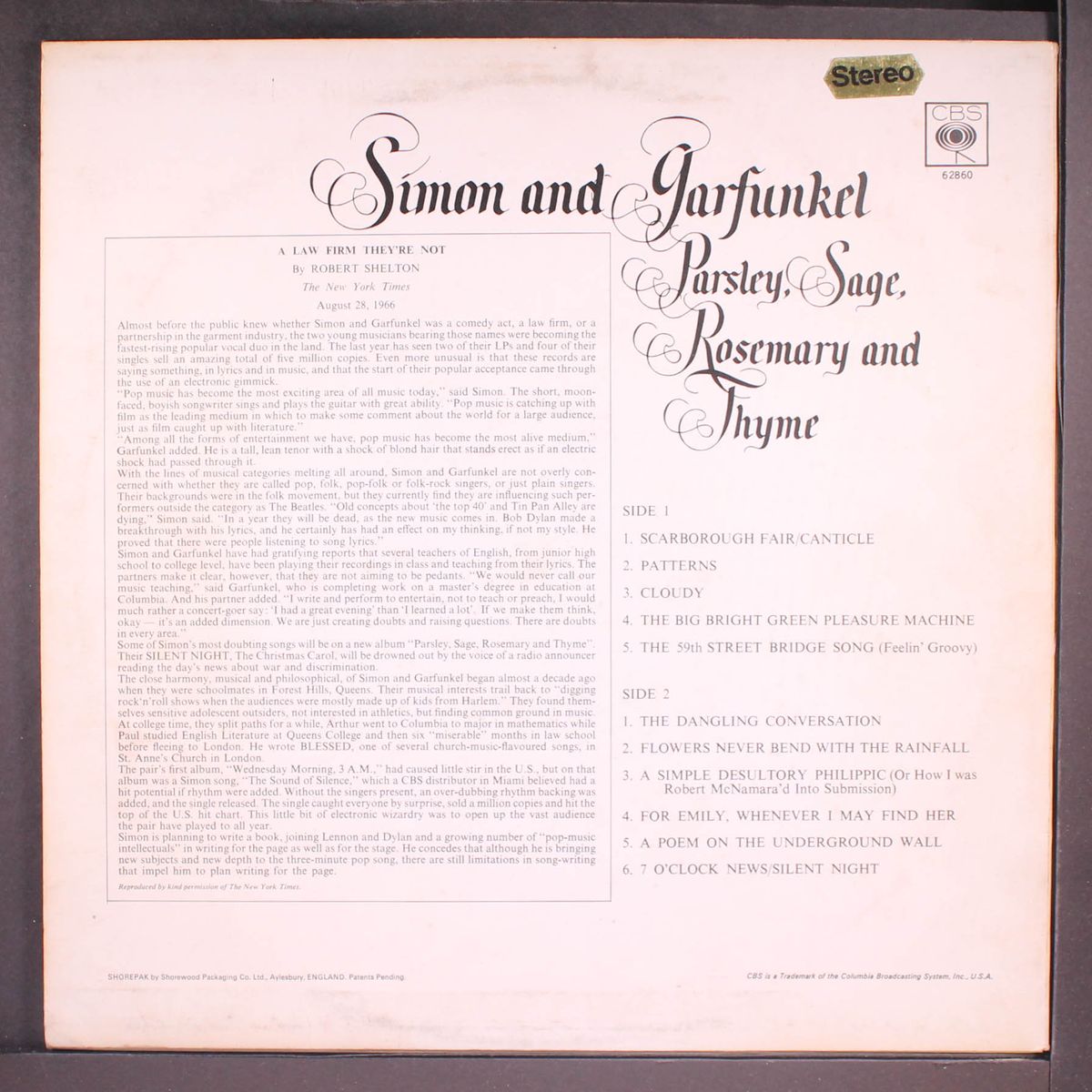 parsley, sage, rosemary & thyme by SIMON & GARFUNKEL