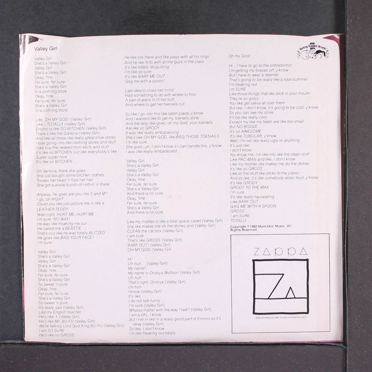 valley girl / you are what you is by FRANK & MOON ZAPPA
