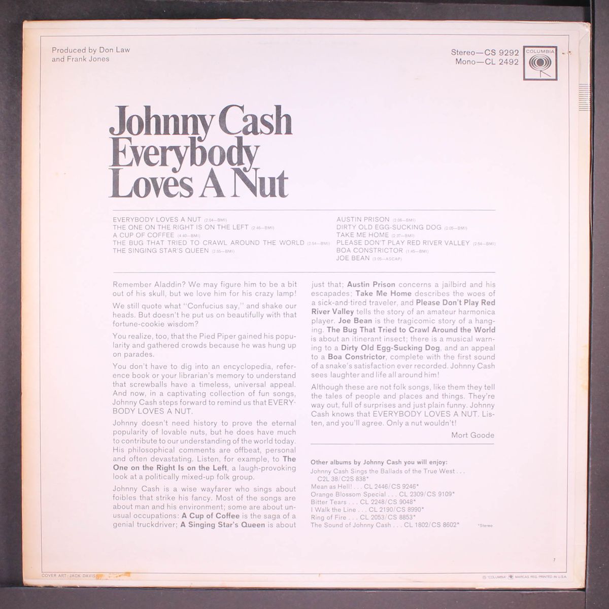 everybody loves a nut by JOHNNY CASH