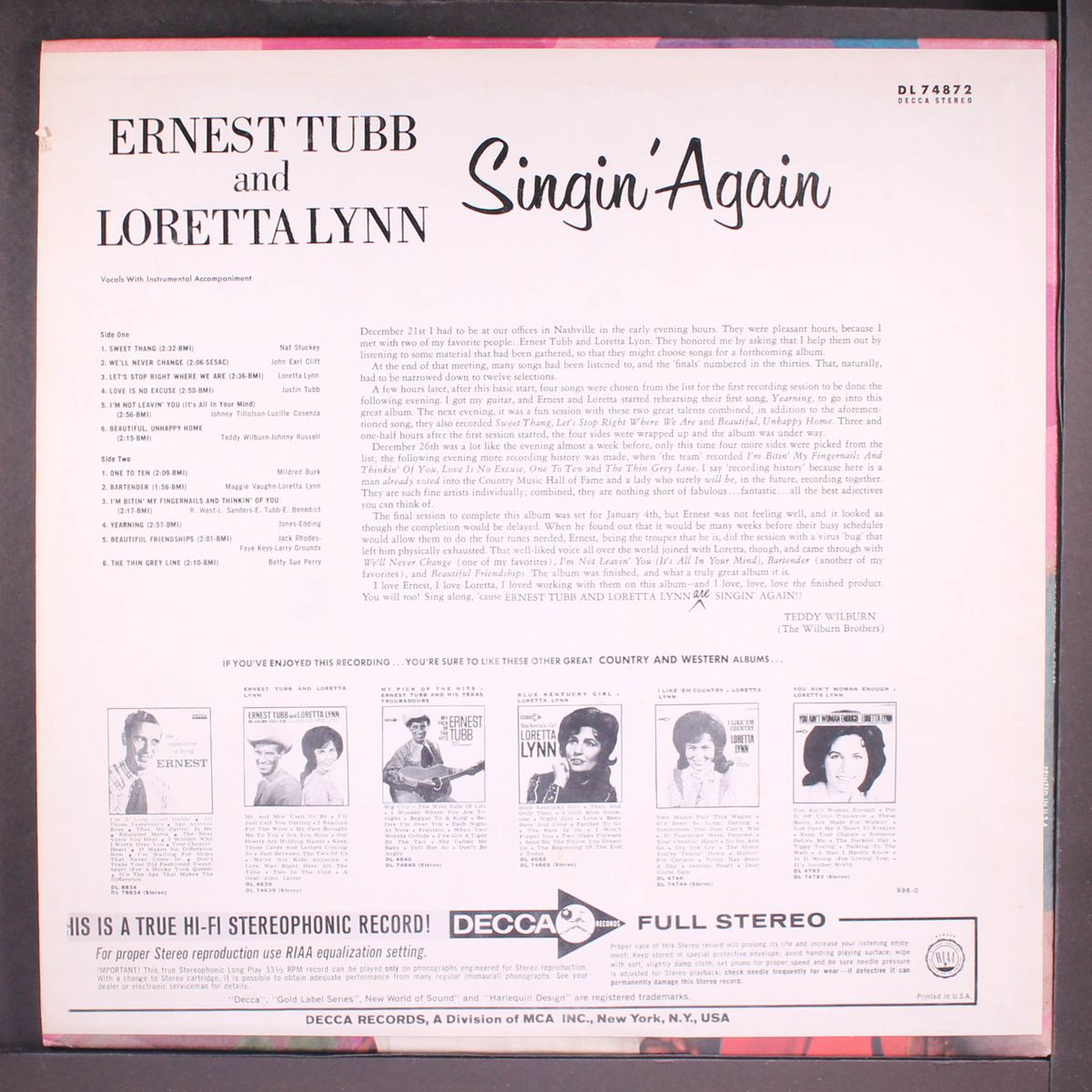 singin' again by ERNEST TUBB & LORETTA LYNN