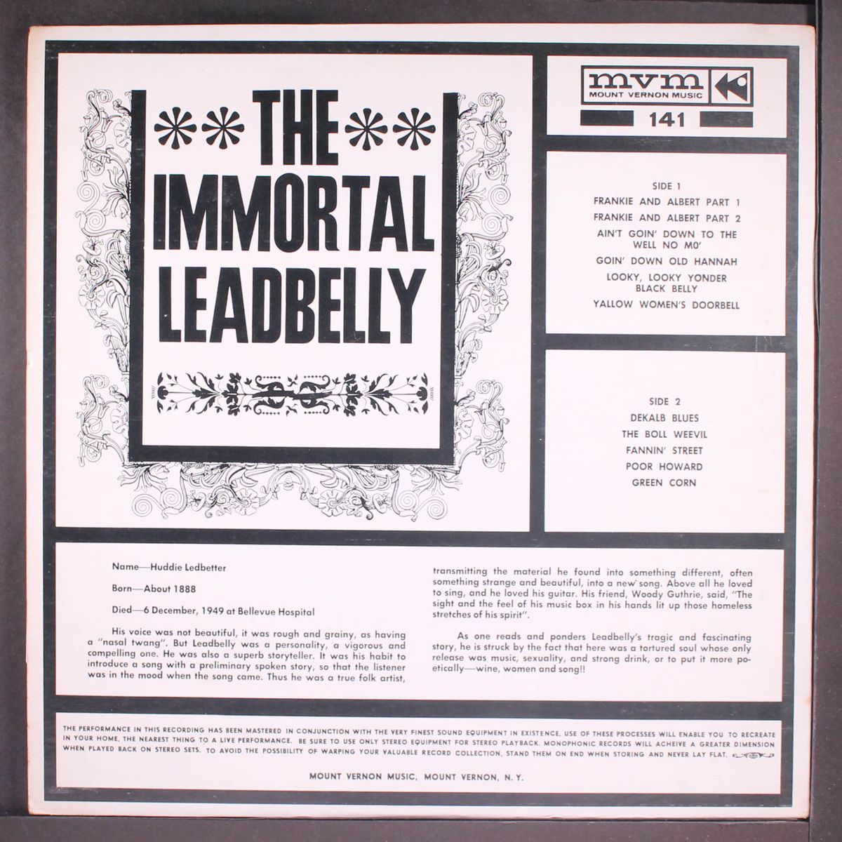 the immortal leadbelly by LEADBELLY