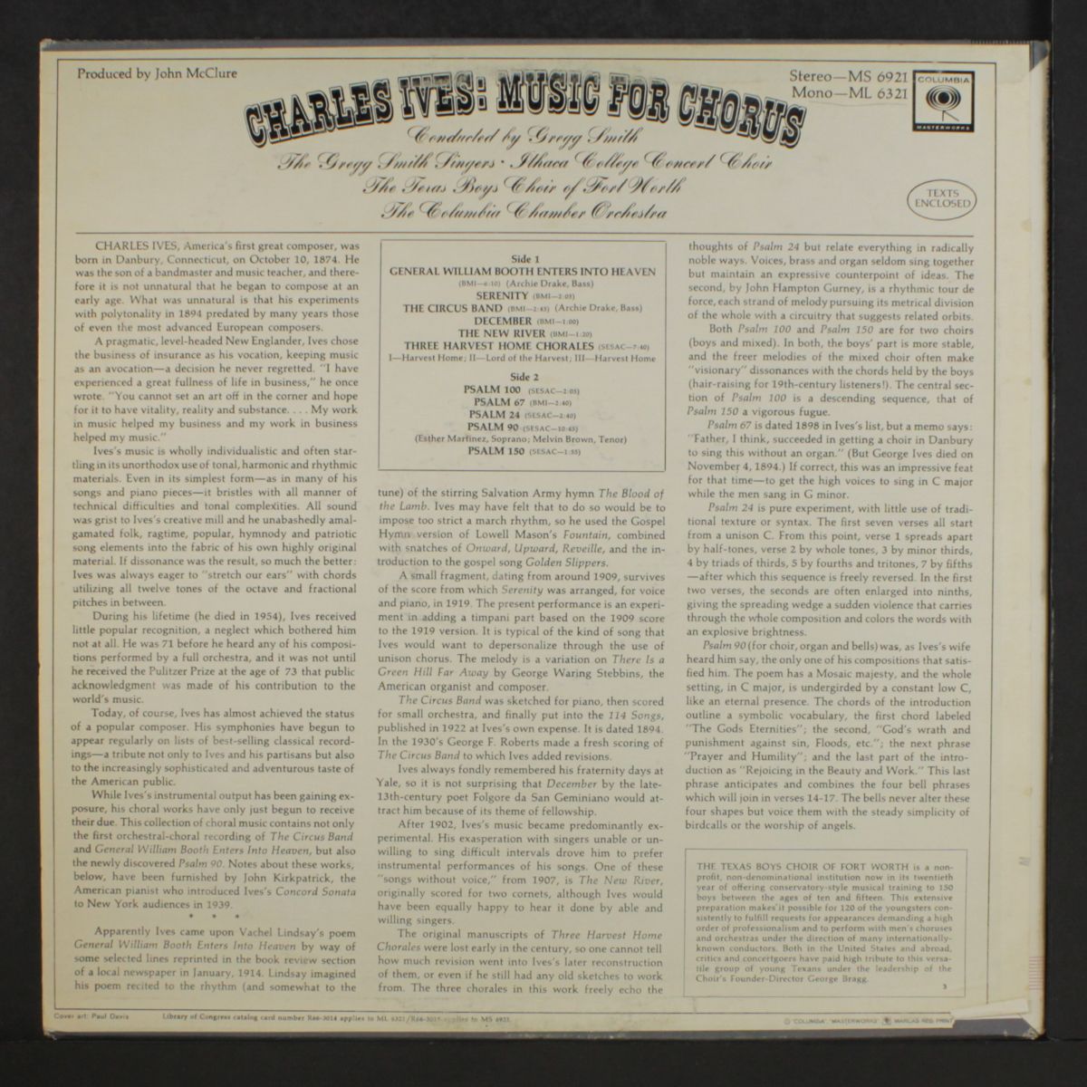 ives: music for chorus by GREGG SMITH