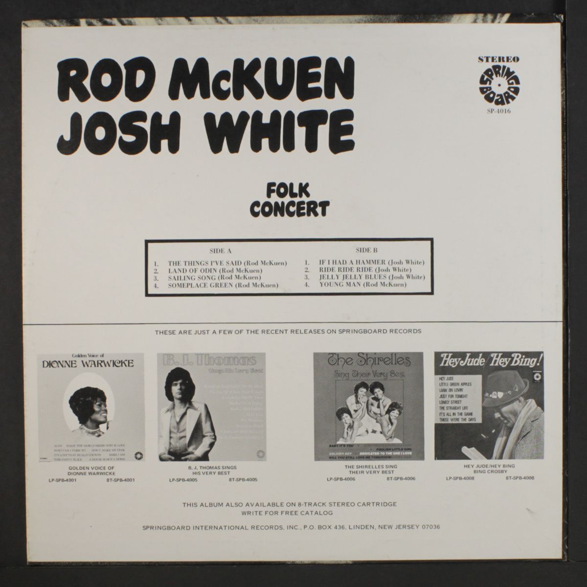 folk concert by ROD MCKUEN / JOSH WHITE