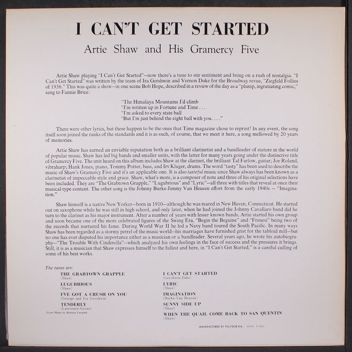 i can't get started by ARTIE SHAW