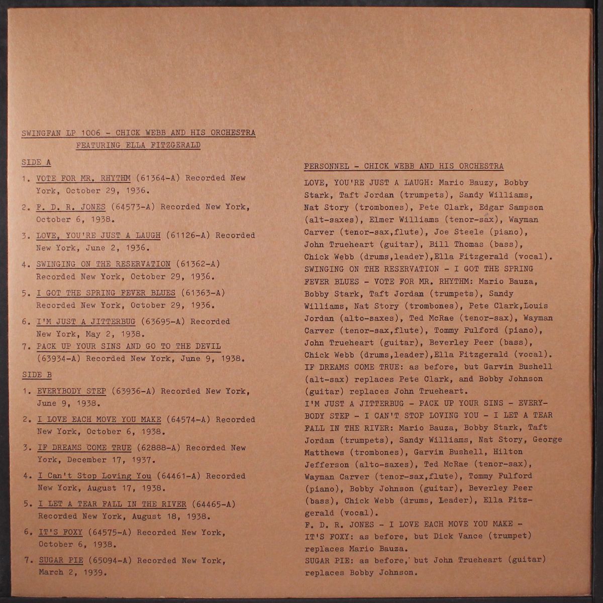 1936-1939 by CHICK WEBB