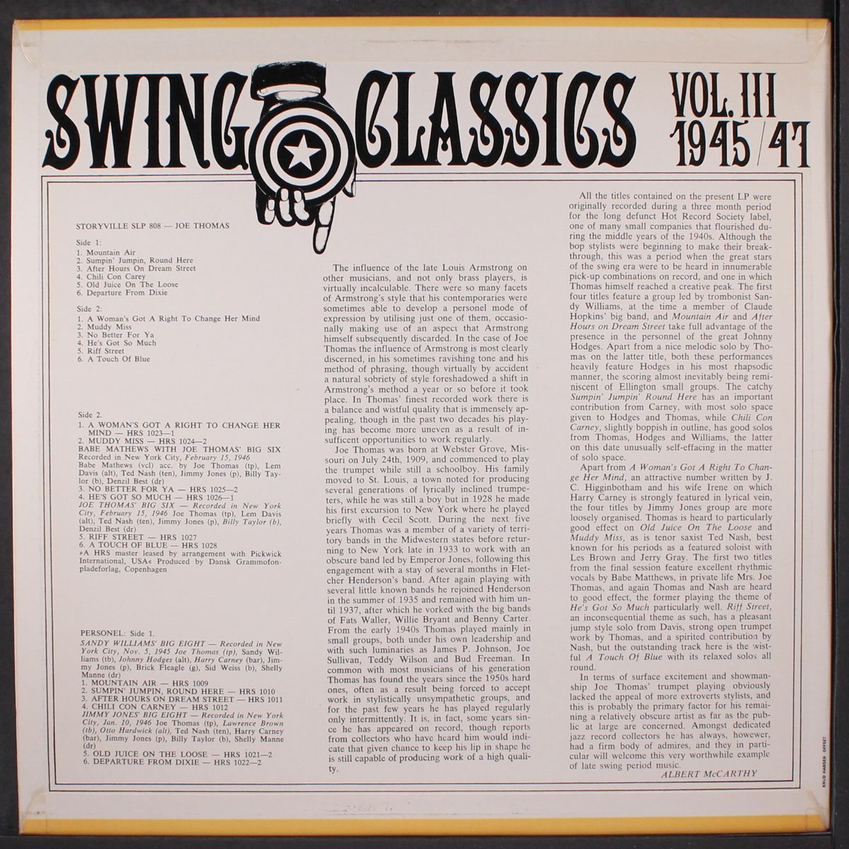 swing classics, vol. 3 by JOE THOMAS