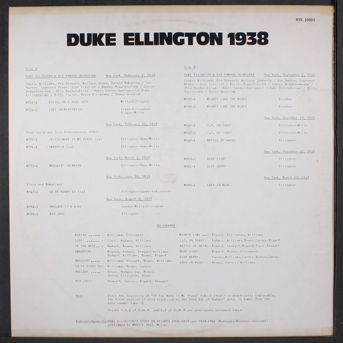 a study in ellingtonia 1938 by DUKE ELLINGTON