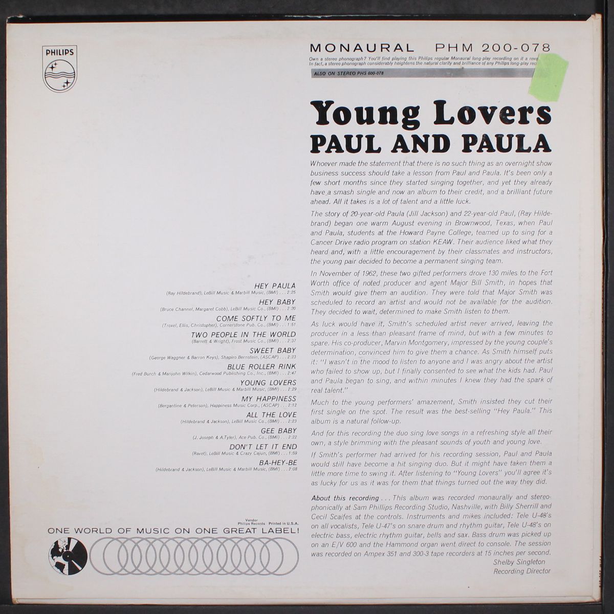 sing for young lovers by PAUL & PAULA