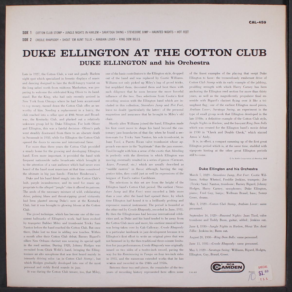 at the cotton club by DUKE ELLINGTON