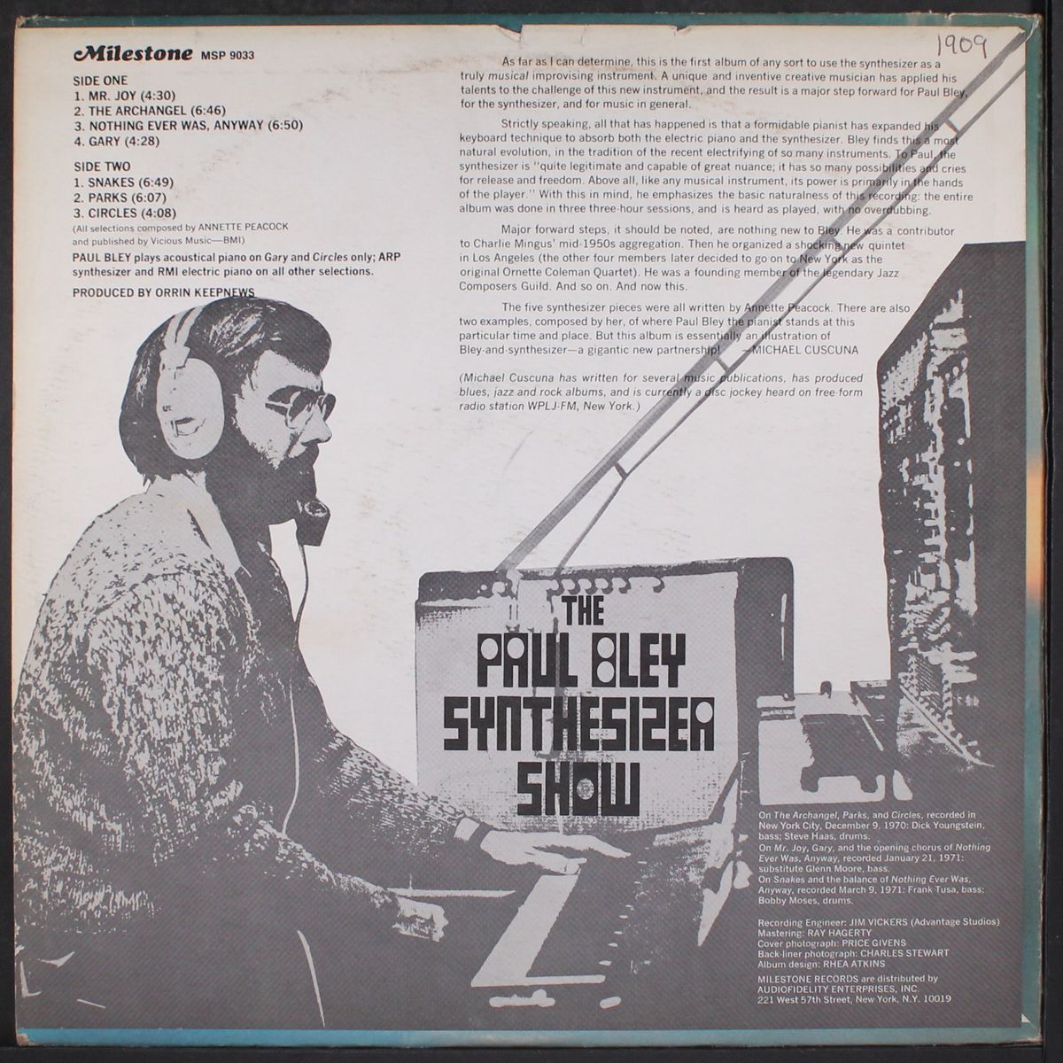 synthesizer show by PAUL BLEY