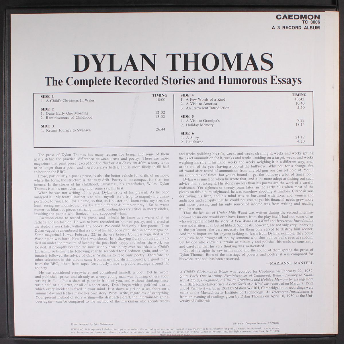 the complete recorded stories & humorous essays by DYLAN THOMAS