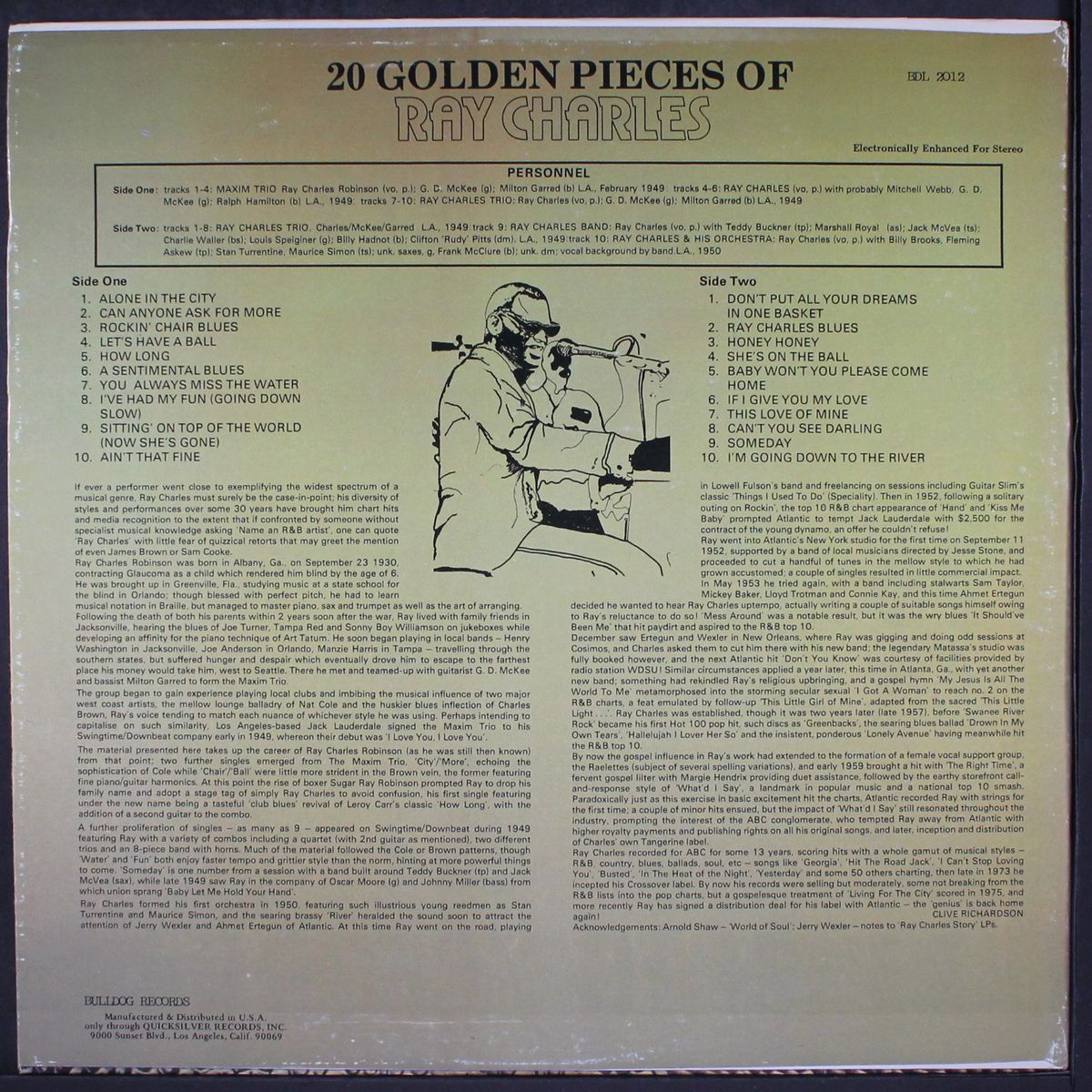 20 golden pieces of by RAY CHARLES