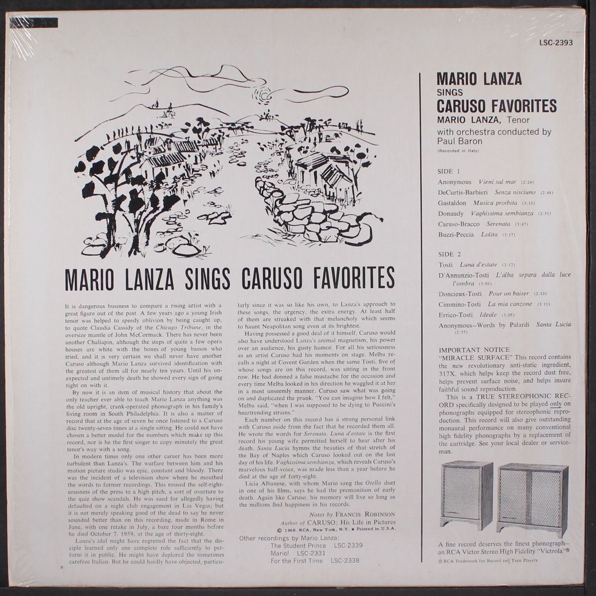 sings caruso favorites by MARIO LANZA