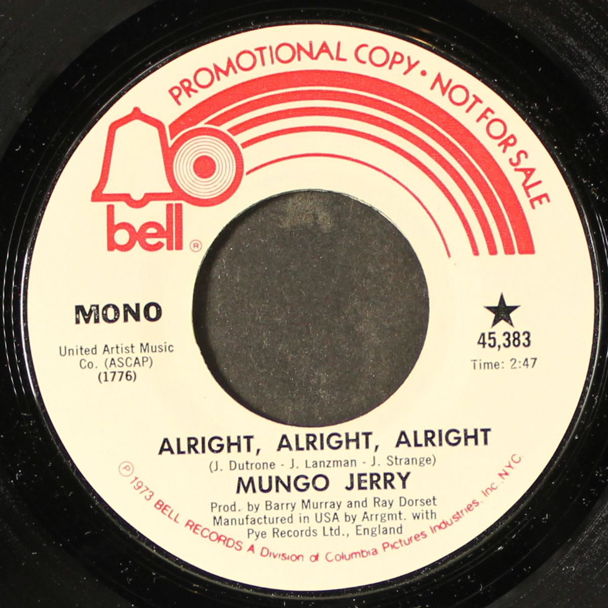alright, alright, alright / mono by MUNGO JERRY