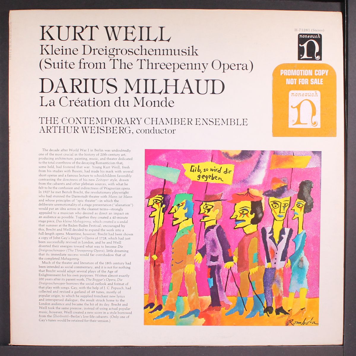 weill: threepenny opera, milhaud: la creation du monde by CONTEMPORARY CHAMBER ENSEMBLE