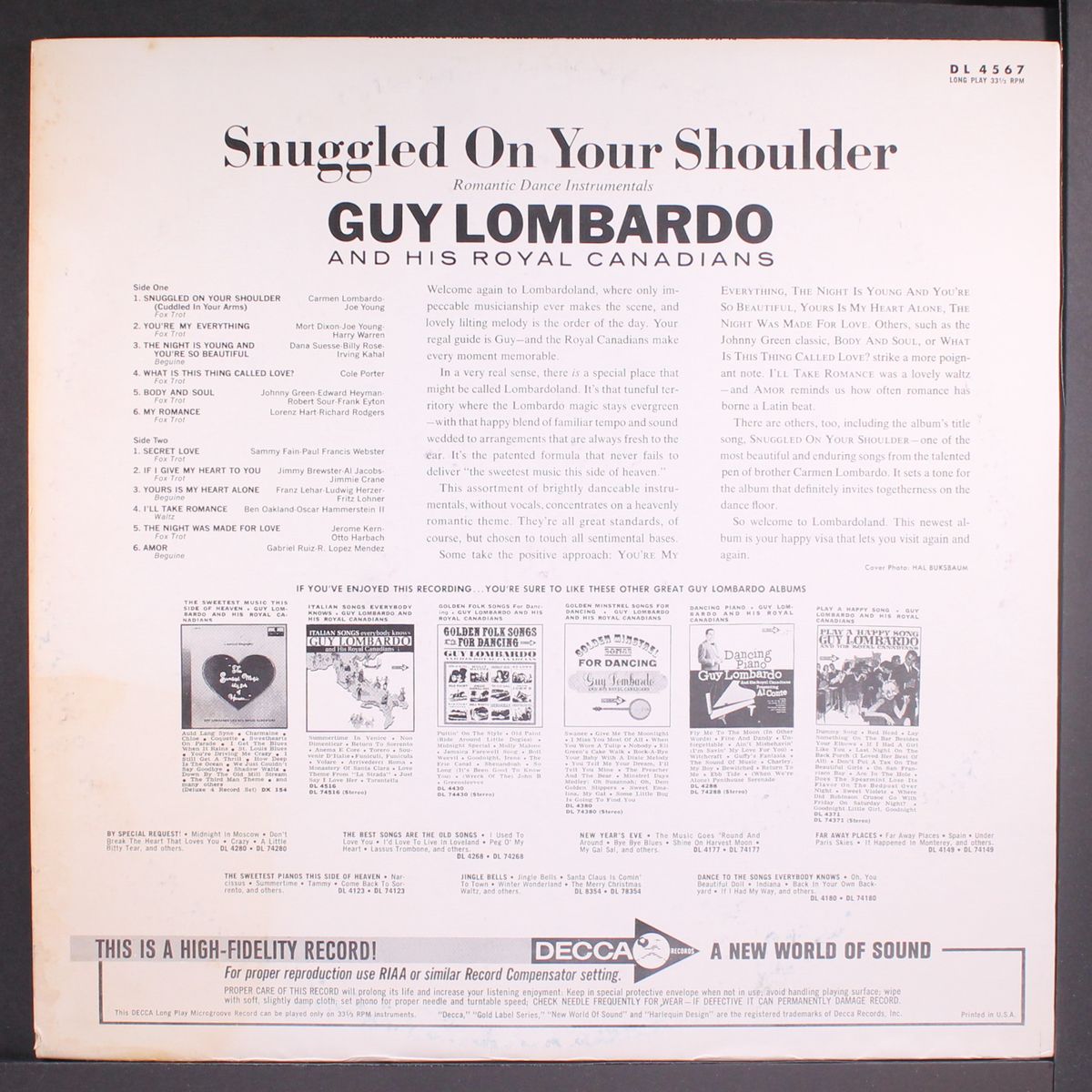 snuggled on your shoulder by GUY LOMBARDO