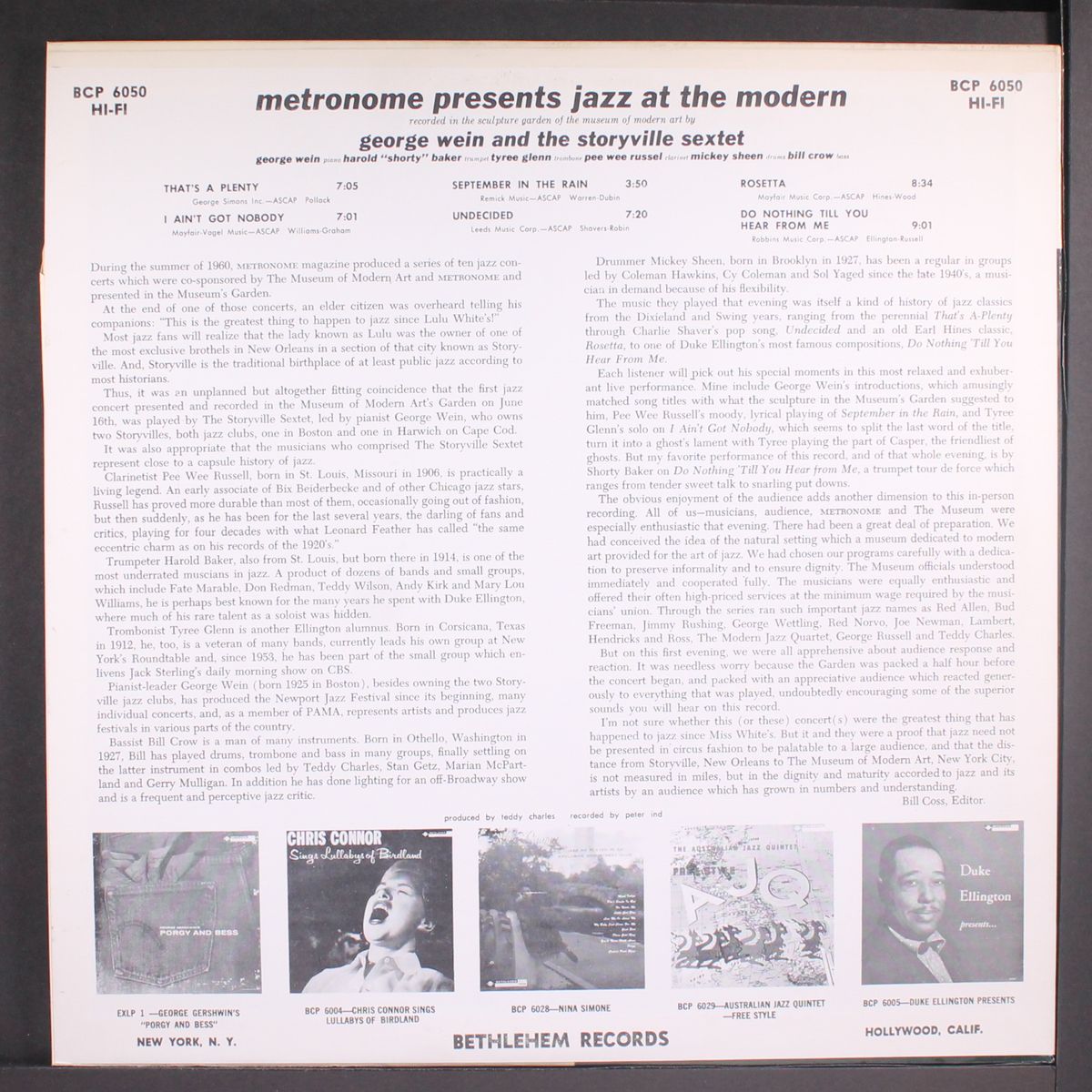 metronome presents jazz at the modern by GEORGE WEIN